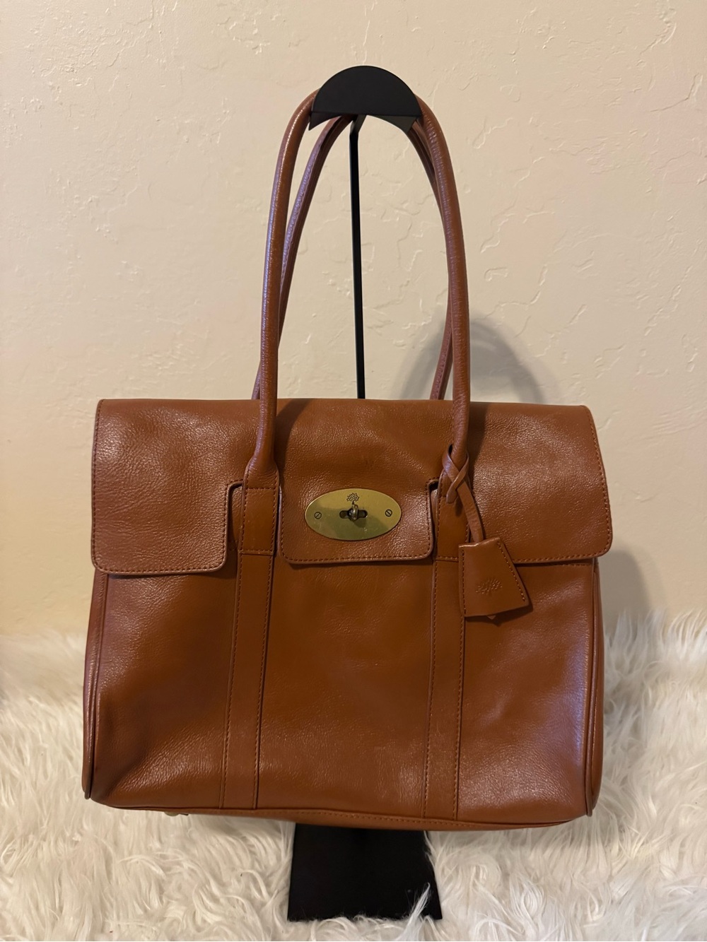 Mulberry Classic Brown Leather Tote Bag with Turn-Lock
